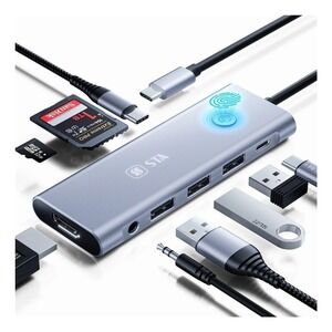 STA USB-C Docking Station Hub HDMI 4K Fingerprint ID SD Card Reader USB 3.0
